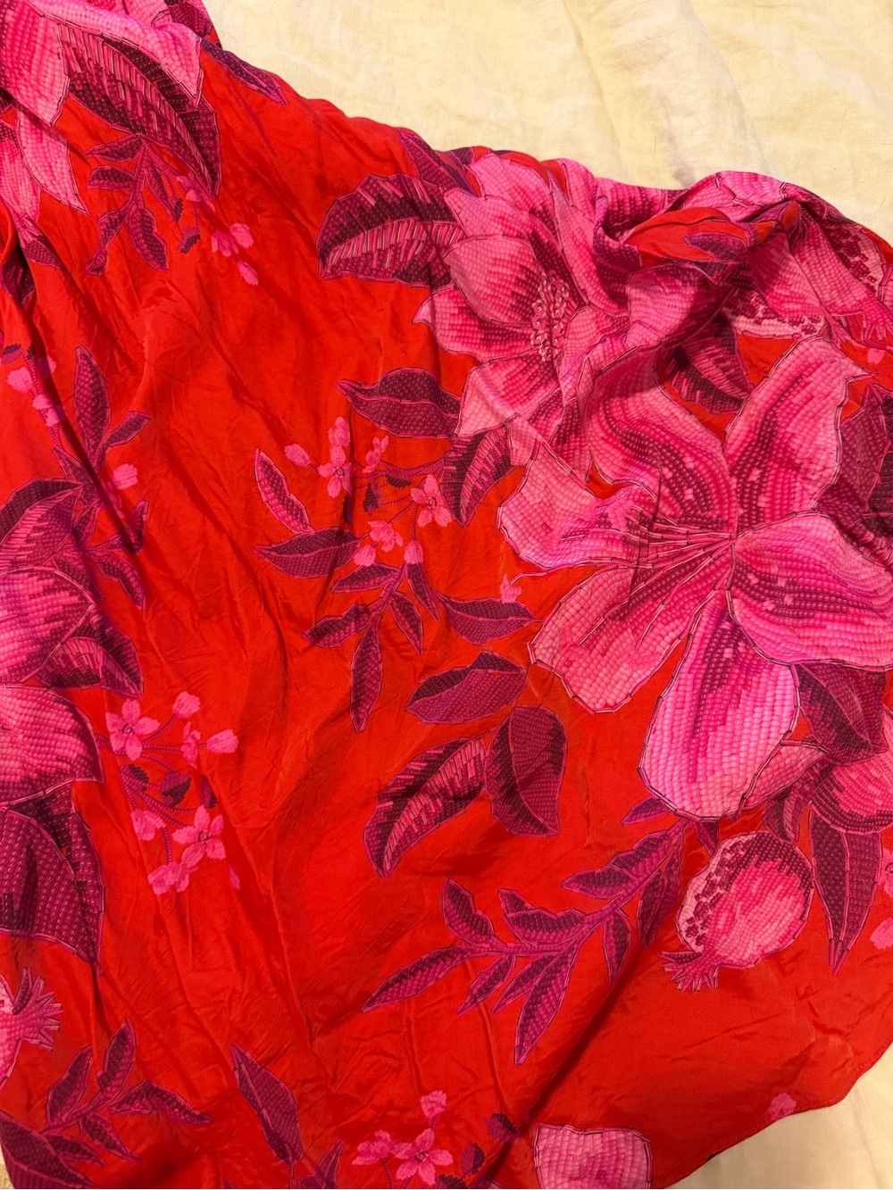 Farm Rio Summer Fruit Maxi Slip Dress - Red with Pink Floral - Picture 4 of 6